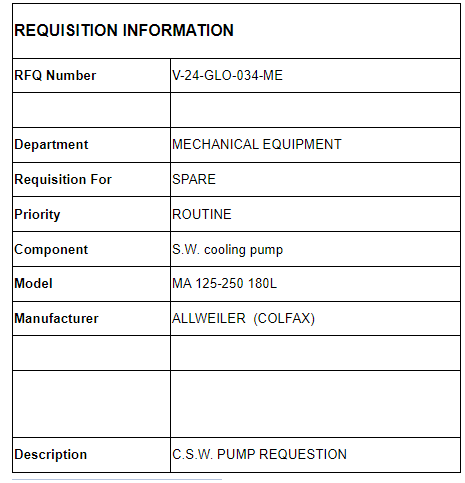 【询价】船舶备件—ALLWEILER S.W.冷却泵（CK-C20240415-02）询价-泰州昌宽社区-报价采购-船用采购网-船舶物料采购-船务服务-一站式船用设备供应服务