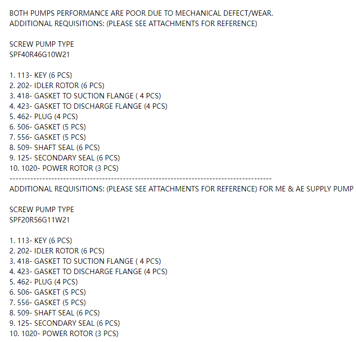 【询价】船舶备件—循环泵/螺旋泵配件（CK-C20240403-05）询价-泰州昌宽社区-报价采购-船用采购网-船舶物料采购-船务服务-一站式船用设备供应服务