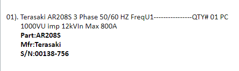 【询价】船舶备件—Terasaki配件（CK-J20240424-01）询价-泰州昌宽社区-报价采购-船用采购网-船舶物料采购-船务服务-一站式船用设备供应服务