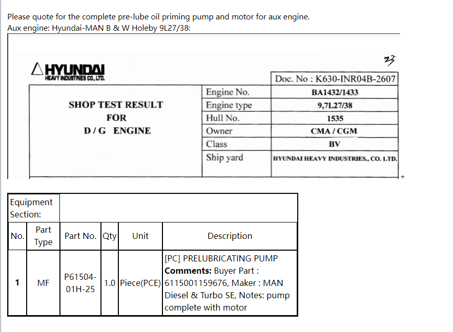 【询价】船舶备件—预润滑泵（CK-C20240407-04）询价-泰州昌宽社区-报价采购-船用采购网-船舶物料采购-船务服务-一站式船用设备供应服务