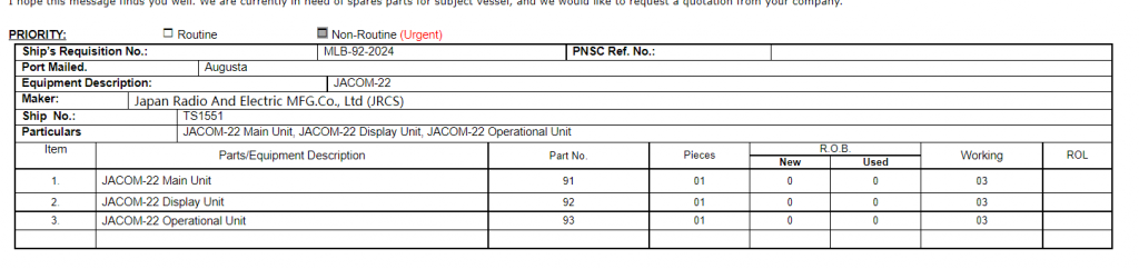 【询价】船舶备件—JACOM-22单元（CK-R20240422-02）询价-泰州昌宽社区-报价采购-船用采购网-船舶物料采购-船务服务-一站式船用设备供应服务