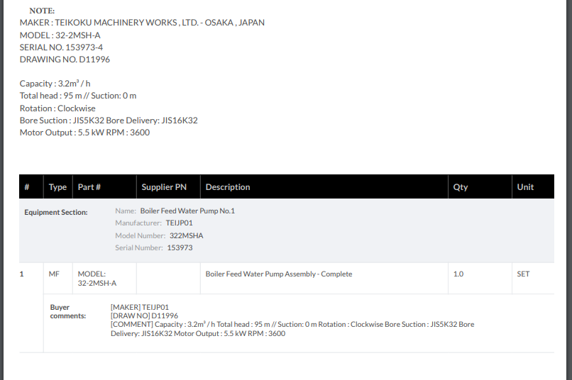 【询价】船舶备件—完整锅炉给水泵组件（CK-L20240402-01）询价-泰州昌宽社区-报价采购-船用采购网-船舶物料采购-船务服务-一站式船用设备供应服务