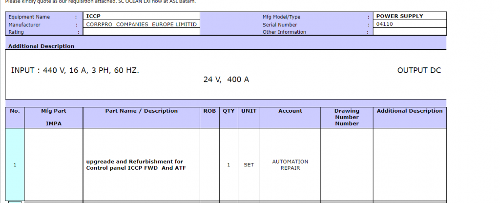 【询价】船舶备件—控制面板ICCP前向/ATF升级（CK-R20240402-04）询价-泰州昌宽社区-报价采购-船用采购网-船舶物料采购-船务服务-一站式船用设备供应服务