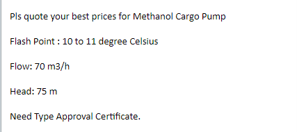 【询价】船舶备件—甲醇货泵（CK-R20240422-06）询价-泰州昌宽社区-报价采购-船用采购网-船舶物料采购-船务服务-一站式船用设备供应服务