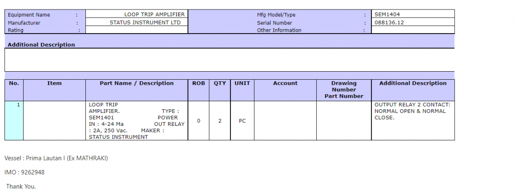 【询价】船舶备件—回路跳闸放大器（CK-R20240417-19）询价-泰州昌宽社区-报价采购-船用采购网-船舶物料采购-船务服务-一站式船用设备供应服务