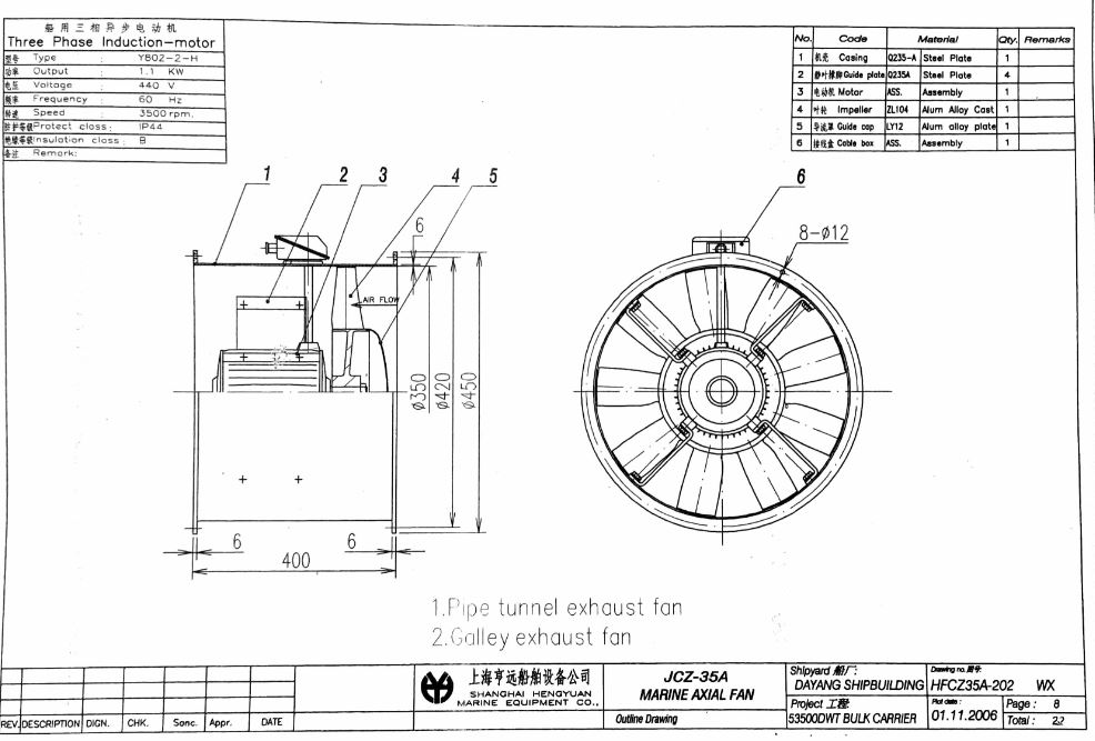 【询价】船舶备件—管道隧道排气扇（CK-R20240407-22）询价-泰州昌宽社区-报价采购-船用采购网-船舶物料采购-船务服务-一站式船用设备供应服务