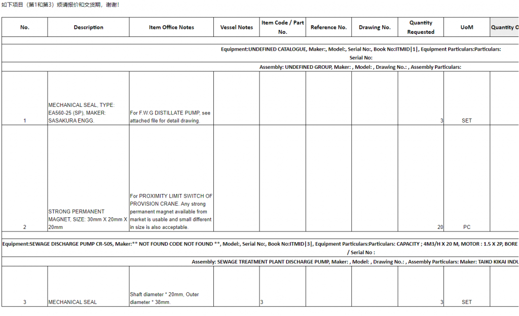 【询价】船舶备件—泵配件（CK-C20240409-07）询价-泰州昌宽社区-报价采购-船用采购网-船舶物料采购-船务服务-一站式船用设备供应服务