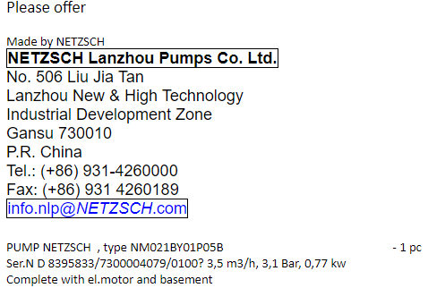 【询价】船舶备件—NETZSCH泵（CK-J20240411-05）询价-泰州昌宽社区-报价采购-船用采购网-船舶物料采购-船务服务-一站式船用设备供应服务