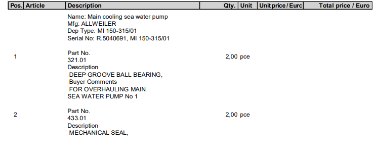 【询价】船舶备件—深沟球轴承/机械密封（CK-L20240407-02）询价-泰州昌宽社区-报价采购-船用采购网-船舶物料采购-船务服务-一站式船用设备供应服务