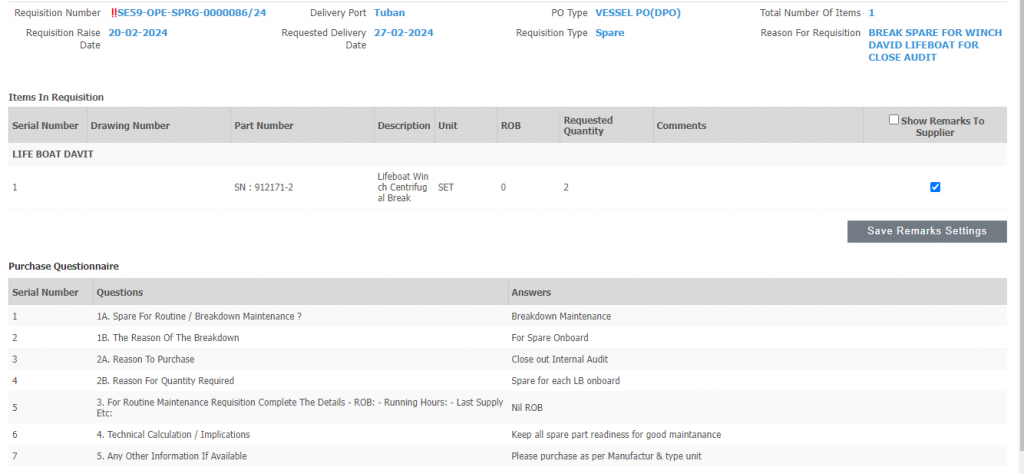 【询价】船舶备件—救生艇绞盘离心式制动器（CK-R20240401-11）询价-泰州昌宽社区-报价采购-船用采购网-船舶物料采购-船务服务-一站式船用设备供应服务