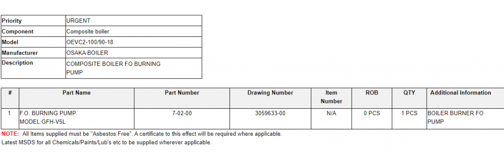 【询价】船舶备件—燃油燃烧泵（CK-C20240426-04）询价-泰州昌宽社区-报价采购-船用采购网-船舶物料采购-船务服务-一站式船用设备供应服务