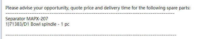 【询价】船舶备件—分离器（CK-J20240419-09）询价-泰州昌宽社区-报价采购-船用采购网-船舶物料采购-船务服务-一站式船用设备供应服务