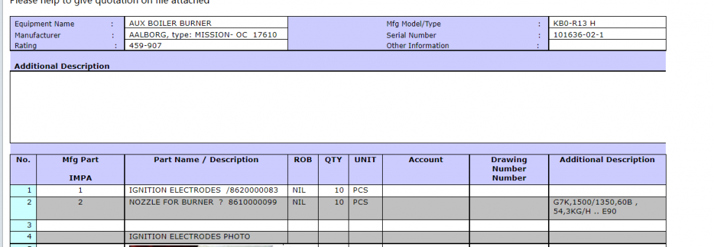 【询价】船舶备件—点火电极/燃烧器喷嘴（CK-R20240417-16）询价-泰州昌宽社区-报价采购-船用采购网-船舶物料采购-船务服务-一站式船用设备供应服务