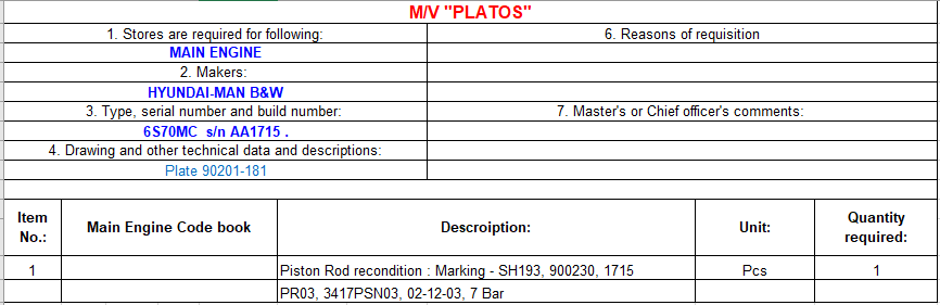 【询价】船舶备件—活塞杆修复（CK-L20240419-03）询价-泰州昌宽社区-报价采购-船用采购网-船舶物料采购-船务服务-一站式船用设备供应服务