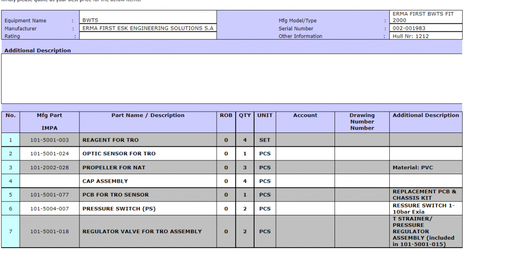 【询价】船舶备件—配件（CK-R20240401-10）询价-泰州昌宽社区-报价采购-船用采购网-船舶物料采购-船务服务-一站式船用设备供应服务