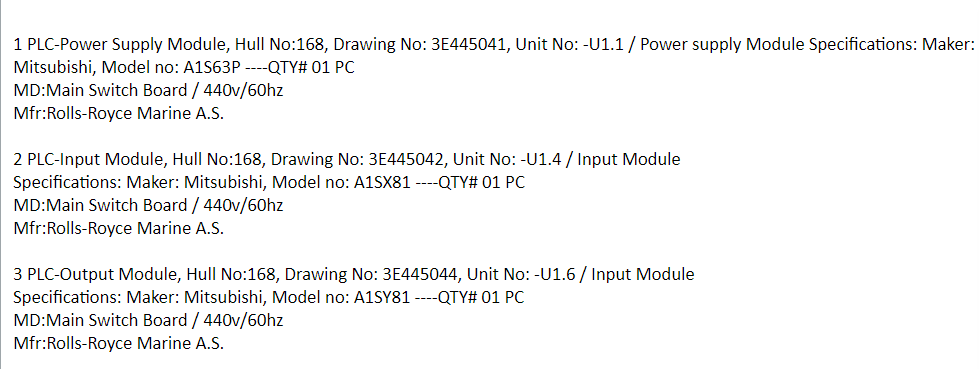 【询价】船舶备件—PLC电源/输入/输出模块（CK-J20240407-09）询价-泰州昌宽社区-报价采购-船用采购网-船舶物料采购-船务服务-一站式船用设备供应服务
