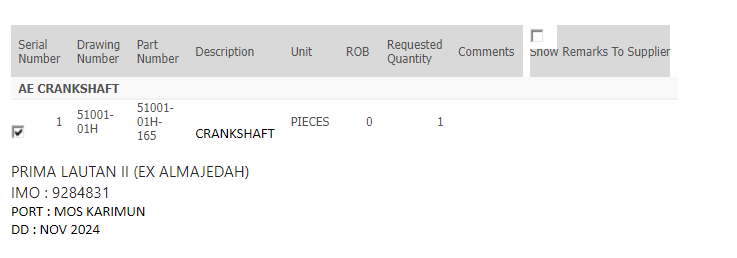 【询价】船舶备件—AE曲轴（CK-R20240419-14）询价-泰州昌宽社区-报价采购-船用采购网-船舶物料采购-船务服务-一站式船用设备供应服务