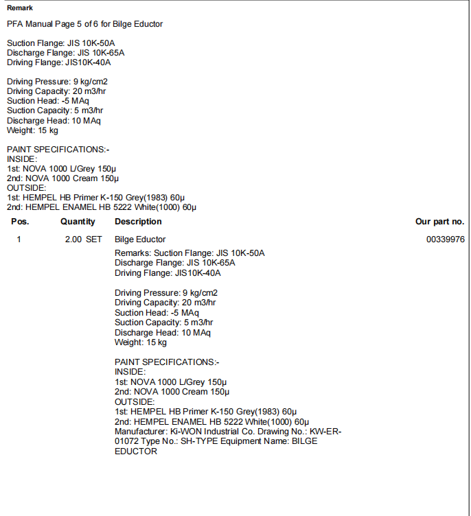 【询价】船舶备件—舱底喷射器（CK-R20240417-13）询价-泰州昌宽社区-报价采购-船用采购网-船舶物料采购-船务服务-一站式船用设备供应服务