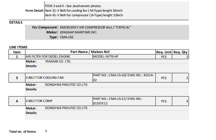 【询价】船舶备件—空气过滤器/V型皮带（CK-R20240419-21）询价-泰州昌宽社区-报价采购-船用采购网-船舶物料采购-船务服务-一站式船用设备供应服务