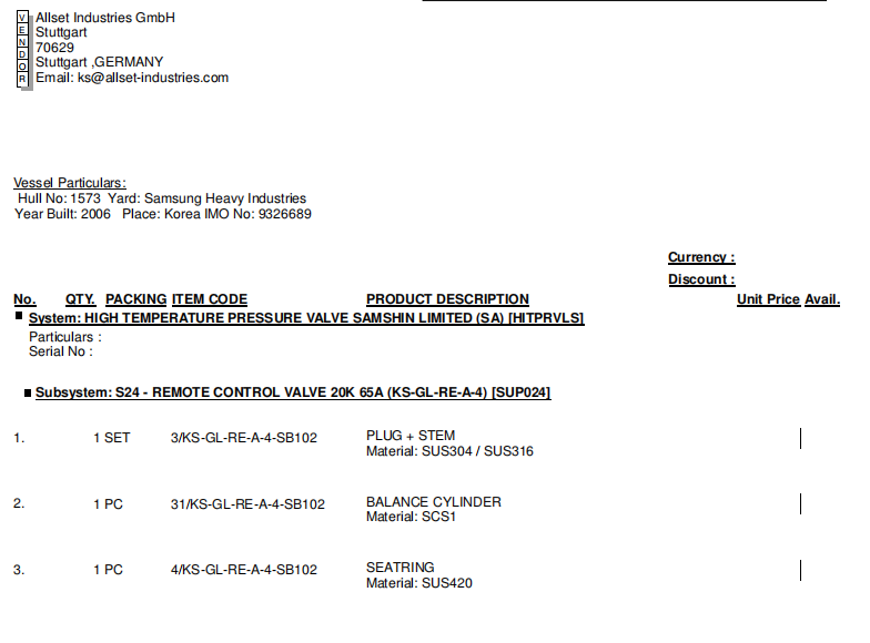 【询价】船舶备件—配件（CK-R20240425-07）询价-泰州昌宽社区-报价采购-船用采购网-船舶物料采购-船务服务-一站式船用设备供应服务