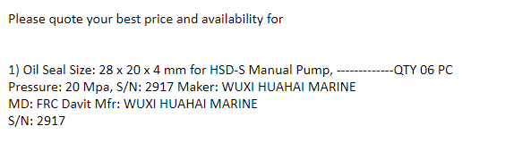 【询价】船舶备件—油封（CK-J20240510-02）询价-泰州昌宽社区-报价采购-船用采购网-船舶物料采购-船务服务-一站式船用设备供应服务