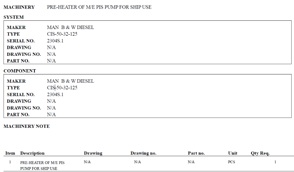 【询价】船舶备件—M/E-PIS泵的预热器（CK-C20240511-02）询价-泰州昌宽社区-报价采购-船用采购网-船舶物料采购-船务服务-一站式船用设备供应服务