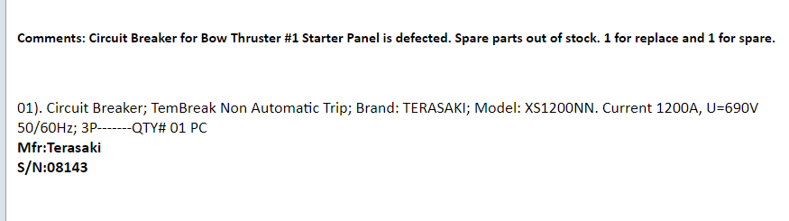 【询价】船舶备件—断路器（CK-J20240520-01）询价-泰州昌宽社区-报价采购-船用采购网-船舶物料采购-船务服务-一站式船用设备供应服务