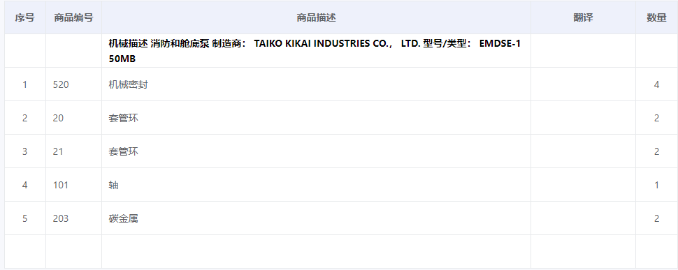 【询价】船舶备件—泵配件（CK-C20240508-12）询价-泰州昌宽社区-报价采购-船用采购网-船舶物料采购-船务服务-一站式船用设备供应服务