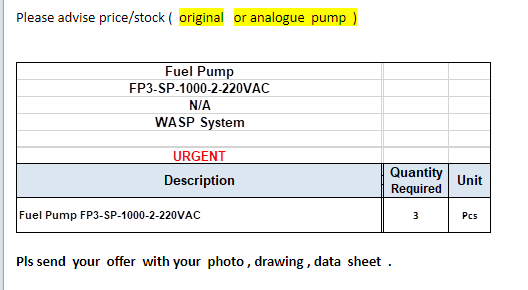 【询价】船舶备件—燃油泵（CK-J20240527-05）询价-泰州昌宽社区-报价采购-船用采购网-船舶物料采购-船务服务-一站式船用设备供应服务