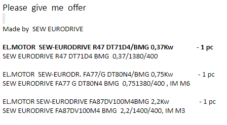 【询价】船舶备件—SEW配件（CK-J20240508-12）询价-泰州昌宽社区-报价采购-船用采购网-船舶物料采购-船务服务-一站式船用设备供应服务