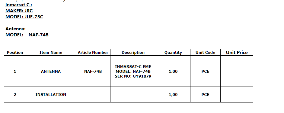 【询价】船舶备件—JRC备件（CK-C20240520-11）询价-泰州昌宽社区-报价采购-船用采购网-船舶物料采购-船务服务-一站式船用设备供应服务