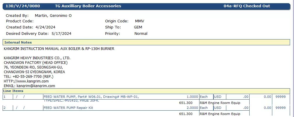 【询价】船舶备件—给水泵/维修套件（CK-Y20240531-04）询价-泰州昌宽社区-报价采购-船用采购网-船舶物料采购-船务服务-一站式船用设备供应服务