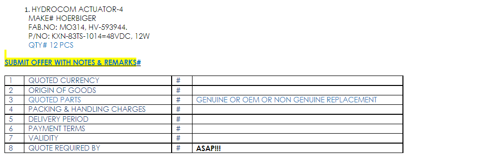 【询价】船舶备件—HOERBIGER备件（CK-Y20240520-03）询价-泰州昌宽社区-报价采购-船用采购网-船舶物料采购-船务服务-一站式船用设备供应服务