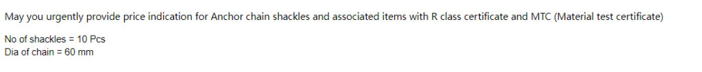【询价】船舶备件—钩环/链条（CK-R20240527-09）询价-泰州昌宽社区-报价采购-船用采购网-船舶物料采购-船务服务-一站式船用设备供应服务