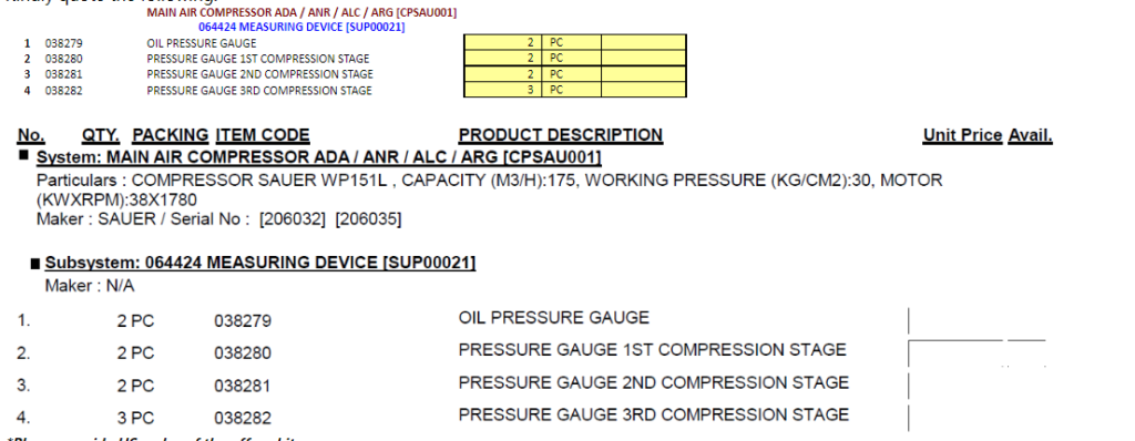 【询价】船舶备件—SAUER备件（CK-C20240531-11）询价-泰州昌宽社区-报价采购-船用采购网-船舶物料采购-船务服务-一站式船用设备供应服务