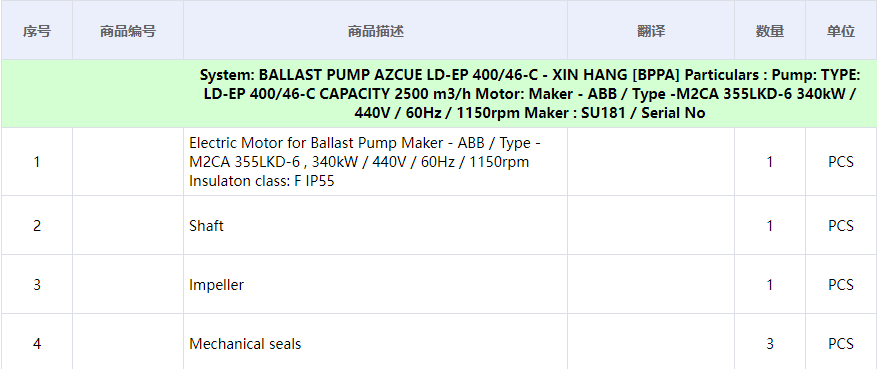 【询价】船舶备件—泵备件（CK-C20240528-08）询价-泰州昌宽社区-报价采购-船用采购网-船舶物料采购-船务服务-一站式船用设备供应服务