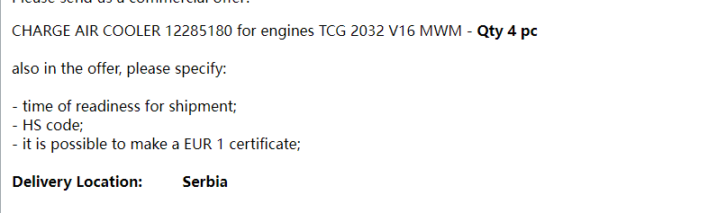 【询价】船舶备件—增压空气冷却器（CK-R20240511-01）询价-泰州昌宽社区-报价采购-船用采购网-船舶物料采购-船务服务-一站式船用设备供应服务