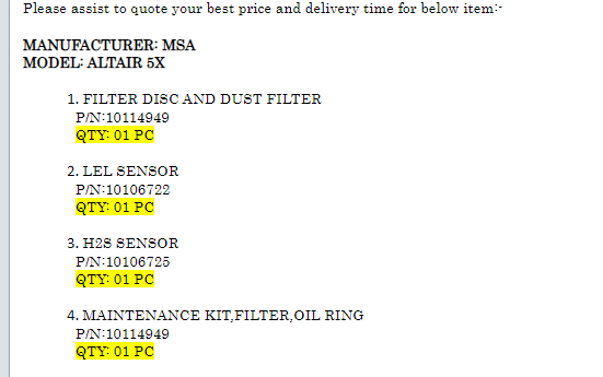 【询价】船舶备件—MSA备件（CK-J20240516-02）询价-泰州昌宽社区-报价采购-船用采购网-船舶物料采购-船务服务-一站式船用设备供应服务
