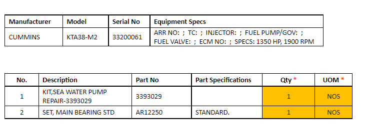 【询价】船舶备件—海水泵维修/主轴承标准（CK-J20240529-01）询价-泰州昌宽社区-报价采购-船用采购网-船舶物料采购-船务服务-一站式船用设备供应服务