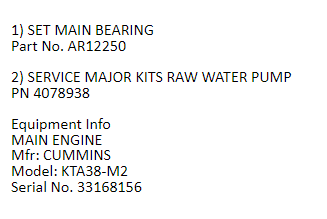 【询价】船舶备件—主轴承/原水泵（CK-J20240522-26）询价-泰州昌宽社区-报价采购-船用采购网-船舶物料采购-船务服务-一站式船用设备供应服务
