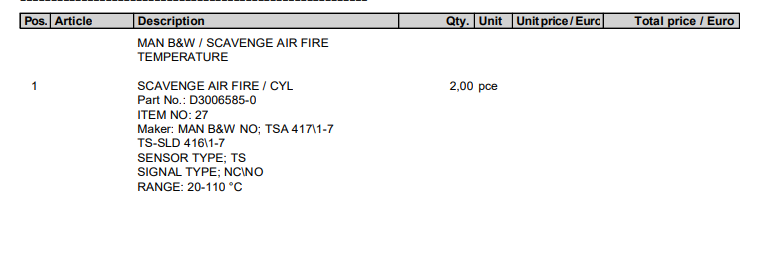 【询价】船舶备件—MAN B&W配件（CK-L20240506-13）询价-泰州昌宽社区-报价采购-船用采购网-船舶物料采购-船务服务-一站式船用设备供应服务