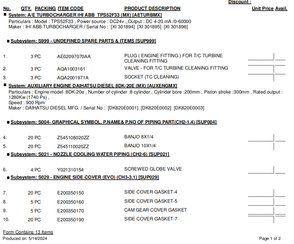 【询价】船舶备件—备件（CK-R20240515-12）询价-泰州昌宽社区-报价采购-船用采购网-船舶物料采购-船务服务-一站式船用设备供应服务
