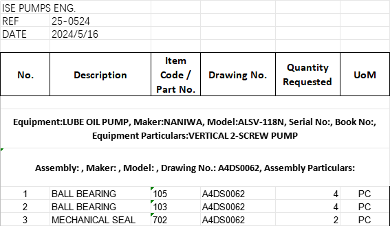 【询价】船舶备件—滚珠轴承/机械密封（CK-J20240517-02）询价-泰州昌宽社区-报价采购-船用采购网-船舶物料采购-船务服务-一站式船用设备供应服务