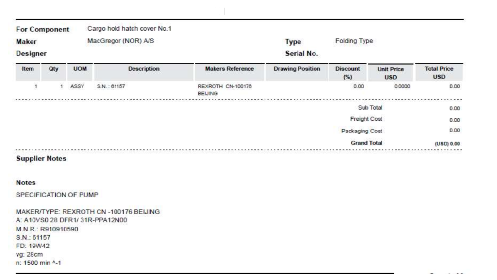 【询价】船舶备件—MACGREGOR备件（CK-R20240522-21）询价-泰州昌宽社区-报价采购-船用采购网-船舶物料采购-船务服务-一站式船用设备供应服务