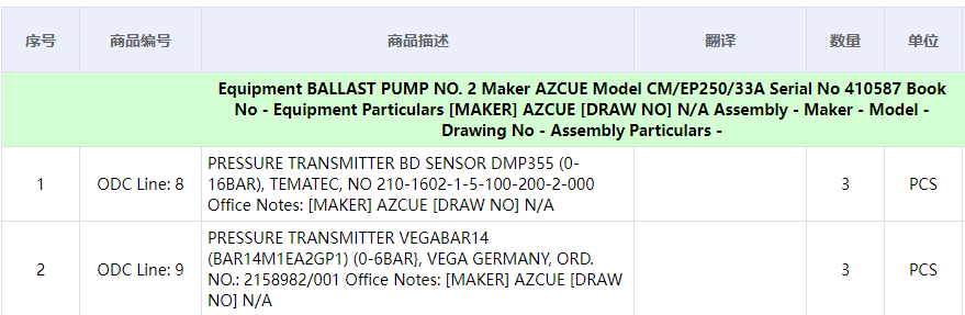 【询价】船舶备件—压力变送器（CK-C20240613-05）询价-泰州昌宽社区-报价采购-船用采购网-船舶物料采购-船务服务-一站式船用设备供应服务