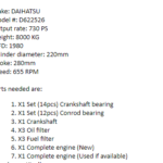 船舶备件—DAIHATSU备件（CK-Y20240625-05）询价-船用采购网-船舶物料采购-船务服务-一站式船用设备供应服务