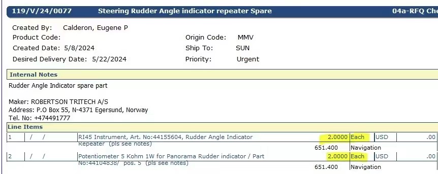【询价】船舶备件—指示器中继器/电位计（CK-Y20240606-02）询价-泰州昌宽社区-报价采购-船用采购网-船舶物料采购-船务服务-一站式船用设备供应服务