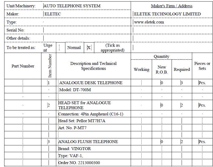 【询价】船舶备件—ELETEC备件（CK-C20240604-02）询价-泰州昌宽社区-报价采购-船用采购网-船舶物料采购-船务服务-一站式船用设备供应服务