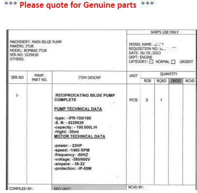 【询价】船舶备件—整套往复式舱底泵（CK-C20240605-03）询价-泰州昌宽社区-报价采购-船用采购网-船舶物料采购-船务服务-一站式船用设备供应服务