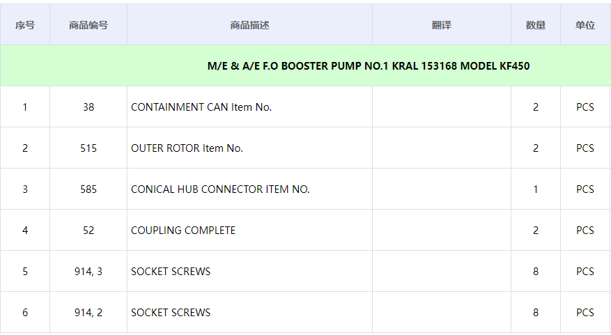 【询价】船舶备件—增压泵备件（CK-C20240605-09）询价-泰州昌宽社区-报价采购-船用采购网-船舶物料采购-船务服务-一站式船用设备供应服务